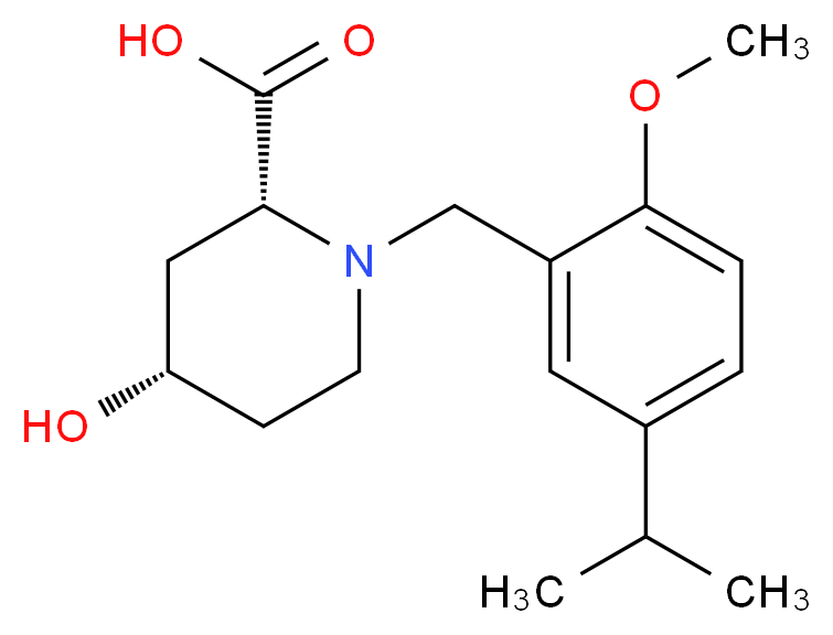 (2R*,4S*)-4-hydroxy-1-(5-isopropyl-2-methoxybenzyl)piperidine-2-carboxylic acid_Molecular_structure_CAS_)