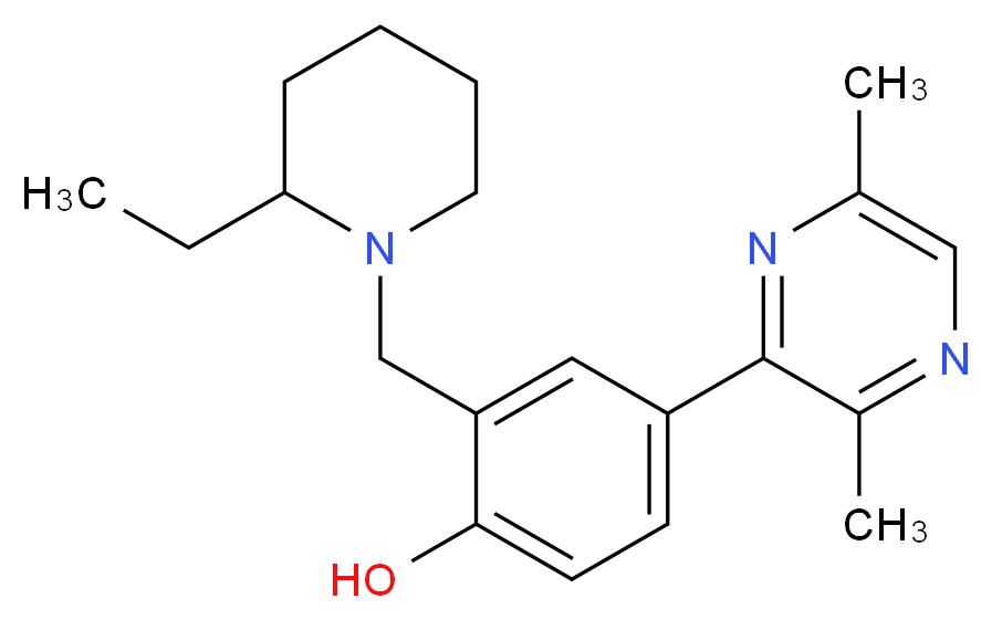 4-(3,6-dimethyl-2-pyrazinyl)-2-[(2-ethyl-1-piperidinyl)methyl]phenol_Molecular_structure_CAS_)