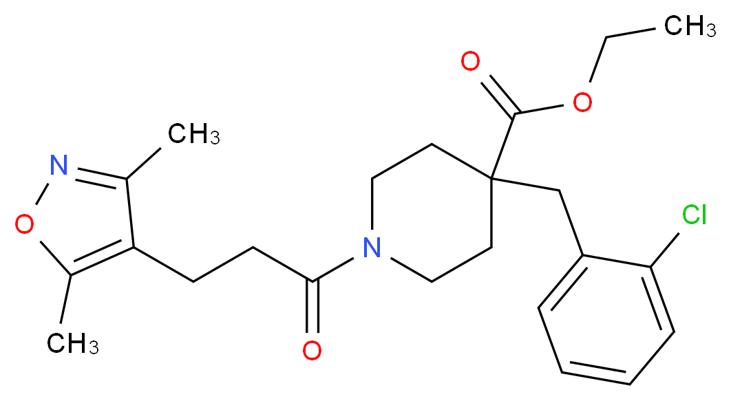 ethyl 4-(2-chlorobenzyl)-1-[3-(3,5-dimethyl-4-isoxazolyl)propanoyl]-4-piperidinecarboxylate_Molecular_structure_CAS_)