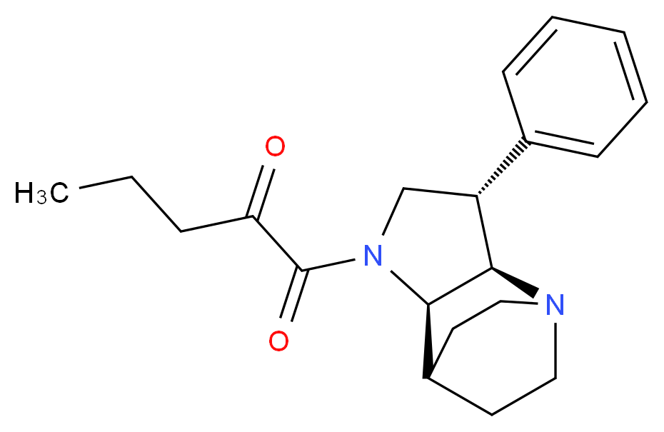 1-oxo-1-[(2R*,3S*,6R*)-3-phenyl-1,5-diazatricyclo[5.2.2.0~2,6~]undec-5-yl]-2-pentanone_Molecular_structure_CAS_)