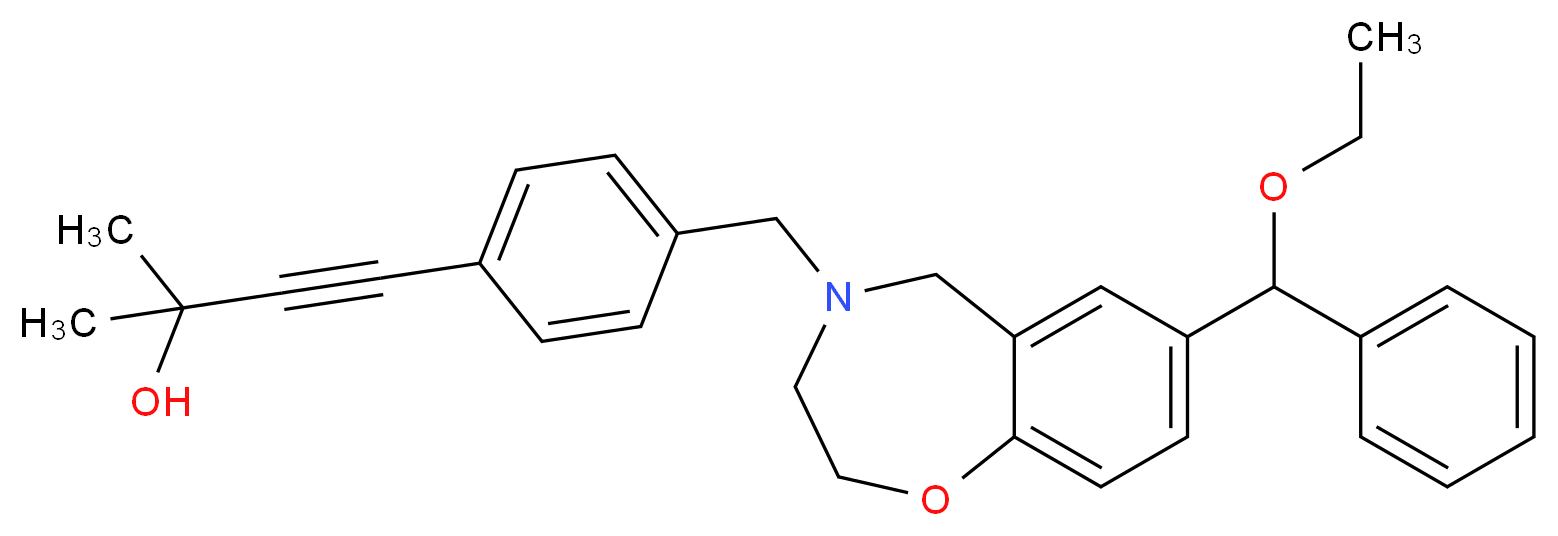 4-(4-{[7-[ethoxy(phenyl)methyl]-2,3-dihydro-1,4-benzoxazepin-4(5H)-yl]methyl}phenyl)-2-methyl-3-butyn-2-ol_Molecular_structure_CAS_)