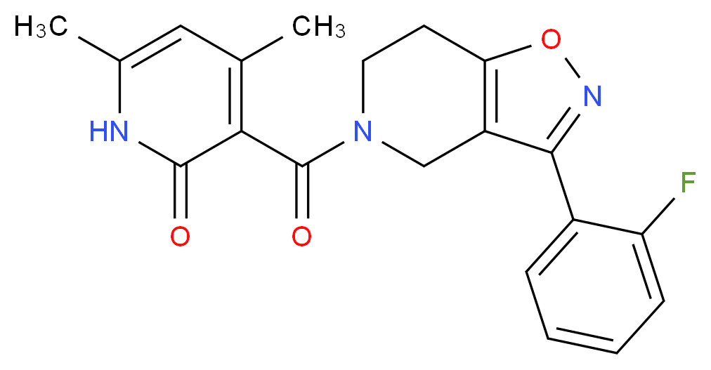 3-{[3-(2-fluorophenyl)-6,7-dihydroisoxazolo[4,5-c]pyridin-5(4H)-yl]carbonyl}-4,6-dimethylpyridin-2(1H)-one_Molecular_structure_CAS_)