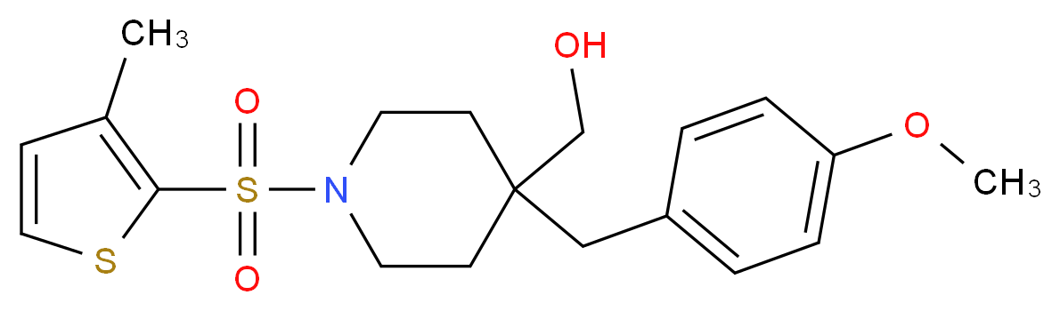{4-(4-methoxybenzyl)-1-[(3-methyl-2-thienyl)sulfonyl]-4-piperidinyl}methanol_Molecular_structure_CAS_)