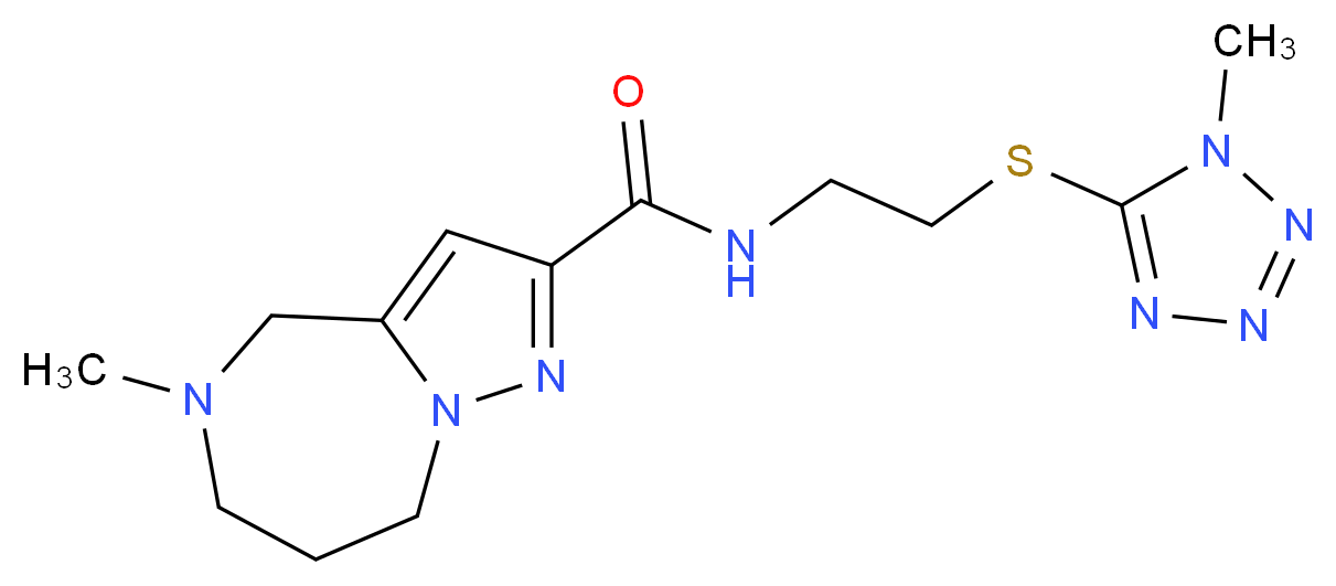 5-methyl-N-{2-[(1-methyl-1H-tetrazol-5-yl)thio]ethyl}-5,6,7,8-tetrahydro-4H-pyrazolo[1,5-a][1,4]diazepine-2-carboxamide_Molecular_structure_CAS_)