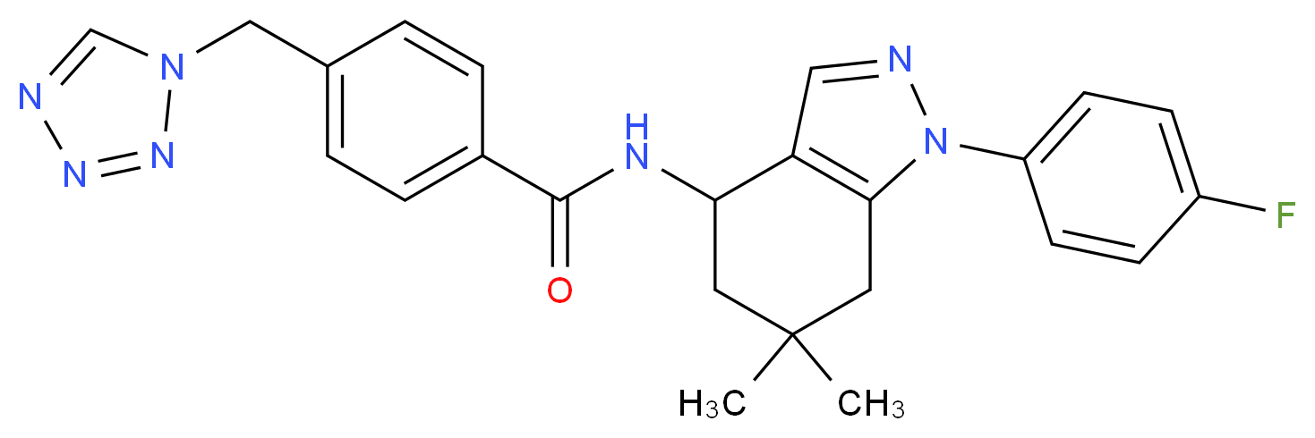 N-[1-(4-fluorophenyl)-6,6-dimethyl-4,5,6,7-tetrahydro-1H-indazol-4-yl]-4-(1H-tetrazol-1-ylmethyl)benzamide_Molecular_structure_CAS_)