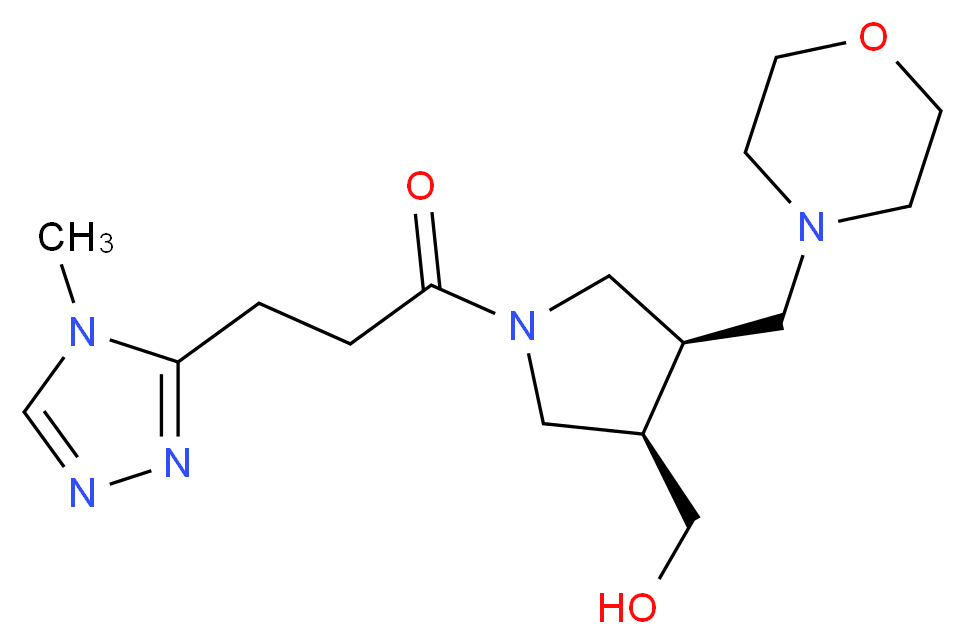 [(3R*,4R*)-1-[3-(4-methyl-4H-1,2,4-triazol-3-yl)propanoyl]-4-(4-morpholinylmethyl)-3-pyrrolidinyl]methanol_Molecular_structure_CAS_)