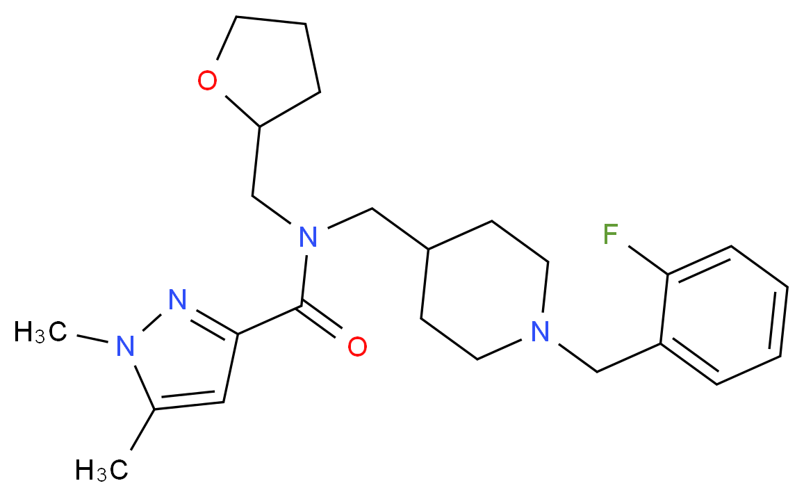 N-{[1-(2-fluorobenzyl)-4-piperidinyl]methyl}-1,5-dimethyl-N-(tetrahydro-2-furanylmethyl)-1H-pyrazole-3-carboxamide_Molecular_structure_CAS_)