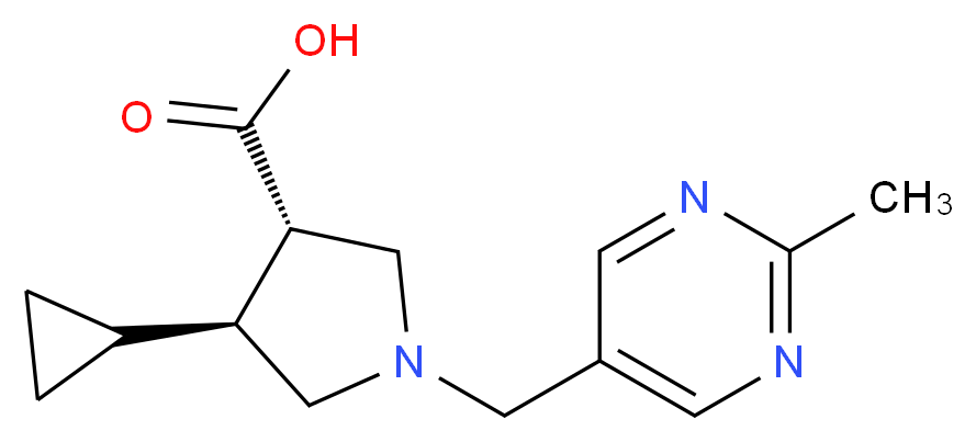 (3S*,4S*)-4-cyclopropyl-1-[(2-methyl-5-pyrimidinyl)methyl]-3-pyrrolidinecarboxylic acid_Molecular_structure_CAS_)