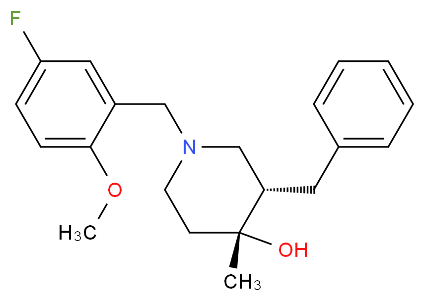 (3S*,4R*)-3-benzyl-1-(5-fluoro-2-methoxybenzyl)-4-methylpiperidin-4-ol_Molecular_structure_CAS_)