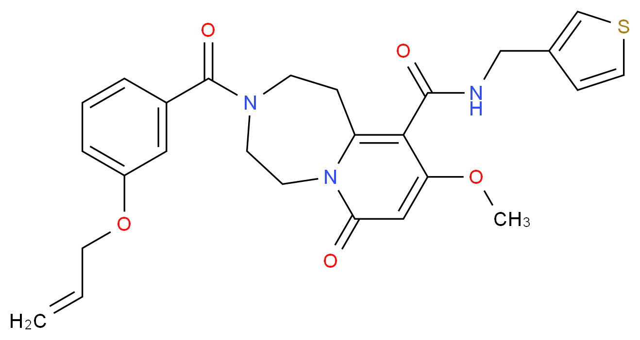 3-[3-(allyloxy)benzoyl]-9-methoxy-7-oxo-N-(3-thienylmethyl)-1,2,3,4,5,7-hexahydropyrido[1,2-d][1,4]diazepine-10-carboxamide_Molecular_structure_CAS_)
