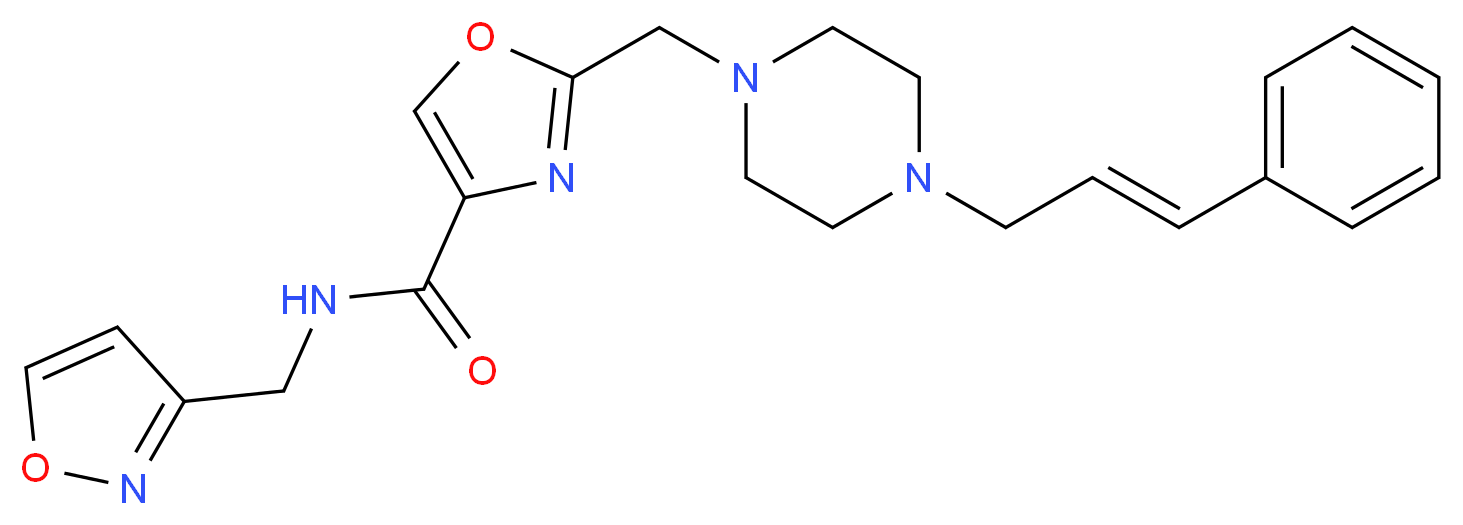 N-(3-isoxazolylmethyl)-2-({4-[(2E)-3-phenyl-2-propen-1-yl]-1-piperazinyl}methyl)-1,3-oxazole-4-carboxamide_Molecular_structure_CAS_)