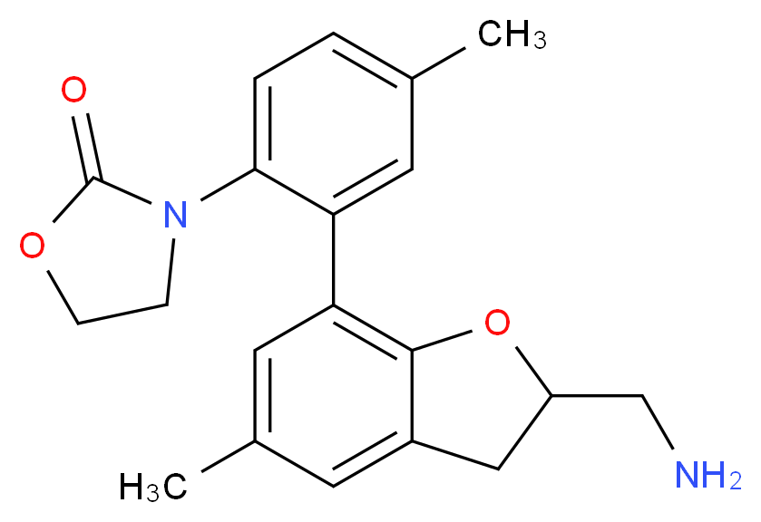 3-{2-[2-(aminomethyl)-5-methyl-2,3-dihydro-1-benzofuran-7-yl]-4-methylphenyl}-1,3-oxazolidin-2-one_Molecular_structure_CAS_)