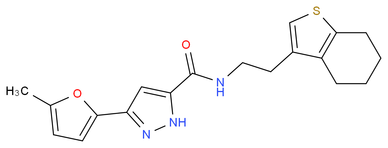 3-(5-methyl-2-furyl)-N-[2-(4,5,6,7-tetrahydro-1-benzothien-3-yl)ethyl]-1H-pyrazole-5-carboxamide_Molecular_structure_CAS_)