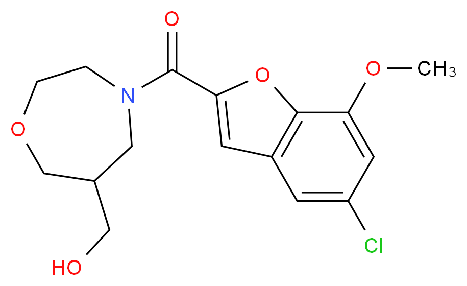 {4-[(5-chloro-7-methoxy-1-benzofuran-2-yl)carbonyl]-1,4-oxazepan-6-yl}methanol_Molecular_structure_CAS_)