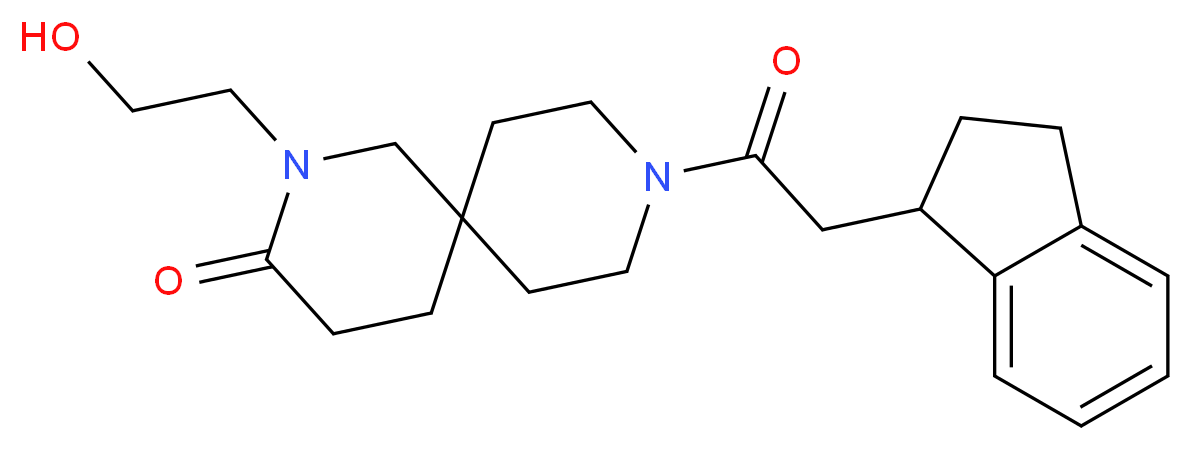 9-(2,3-dihydro-1H-inden-1-ylacetyl)-2-(2-hydroxyethyl)-2,9-diazaspiro[5.5]undecan-3-one_Molecular_structure_CAS_)