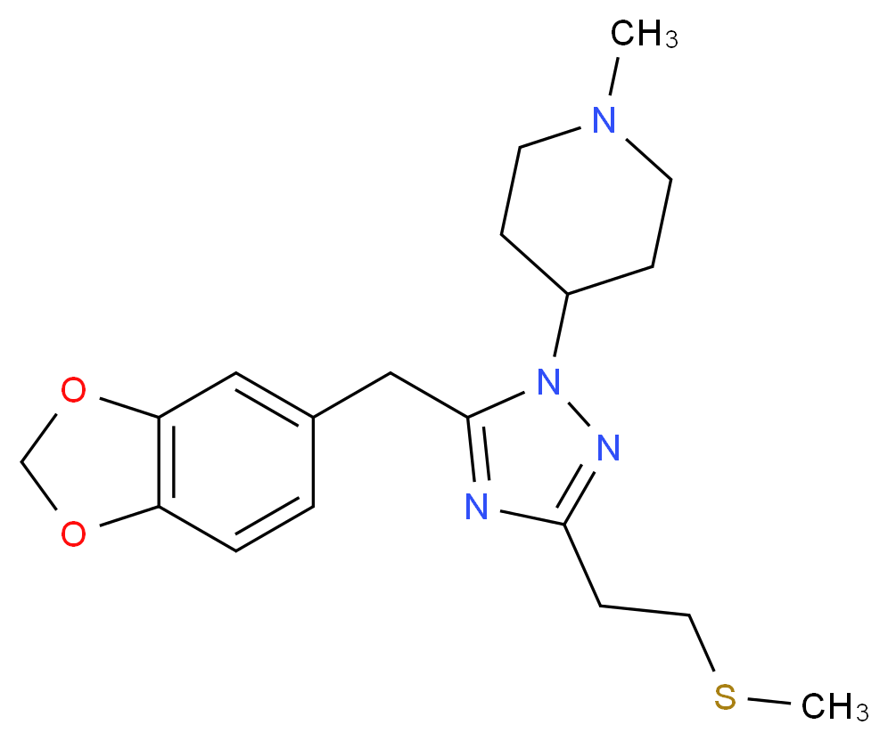 4-{5-(1,3-benzodioxol-5-ylmethyl)-3-[2-(methylthio)ethyl]-1H-1,2,4-triazol-1-yl}-1-methylpiperidine_Molecular_structure_CAS_)