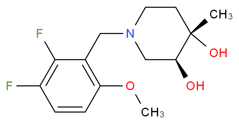(3S*,4S*)-1-(2,3-difluoro-6-methoxybenzyl)-4-methylpiperidine-3,4-diol_Molecular_structure_CAS_)