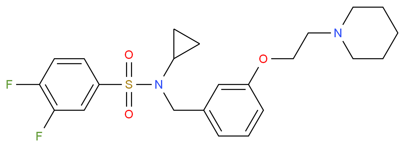 N-cyclopropyl-3,4-difluoro-N-{3-[2-(1-piperidinyl)ethoxy]benzyl}benzenesulfonamide_Molecular_structure_CAS_)