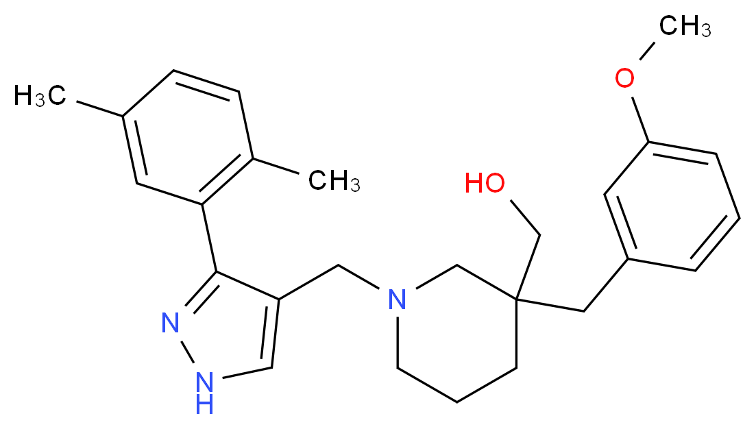[1-{[3-(2,5-dimethylphenyl)-1H-pyrazol-4-yl]methyl}-3-(3-methoxybenzyl)-3-piperidinyl]methanol_Molecular_structure_CAS_)