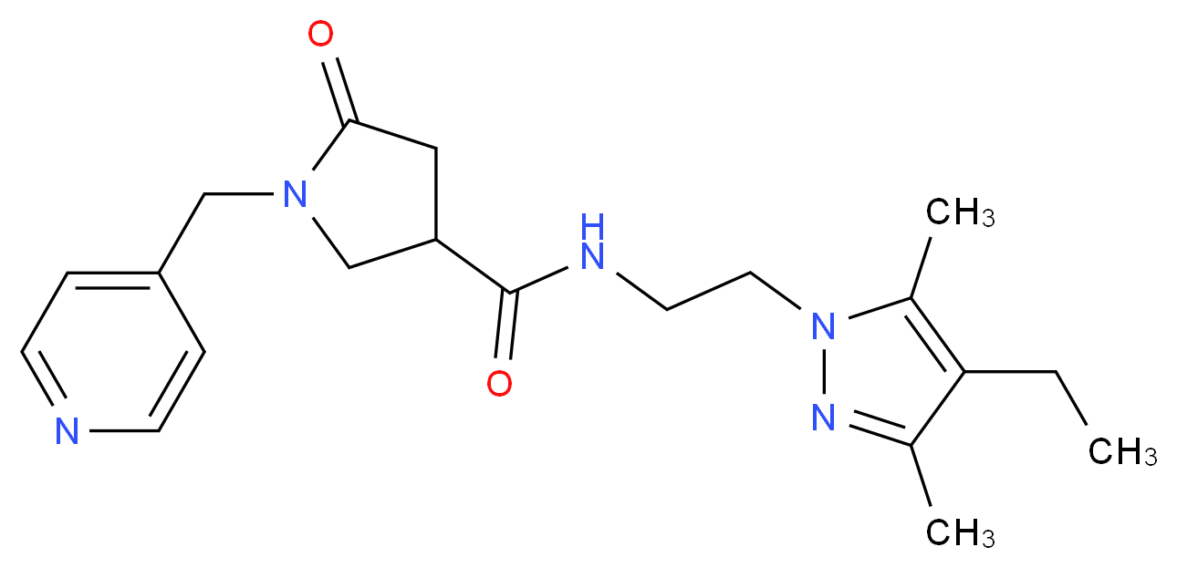 N-[2-(4-ethyl-3,5-dimethyl-1H-pyrazol-1-yl)ethyl]-5-oxo-1-(4-pyridinylmethyl)-3-pyrrolidinecarboxamide_Molecular_structure_CAS_)