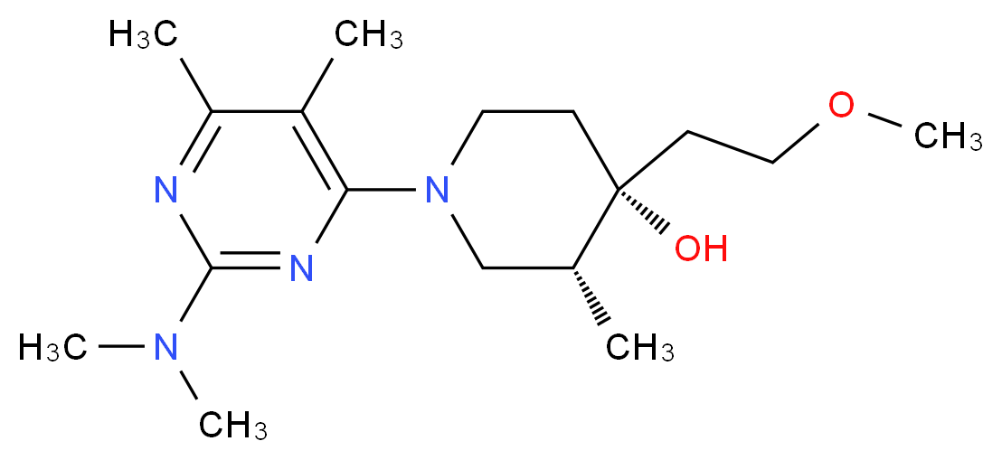 (3R*,4R*)-1-[2-(dimethylamino)-5,6-dimethylpyrimidin-4-yl]-4-(2-methoxyethyl)-3-methylpiperidin-4-ol_Molecular_structure_CAS_)