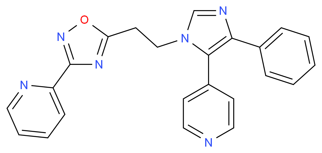 2-{5-[2-(4-phenyl-5-pyridin-4-yl-1H-imidazol-1-yl)ethyl]-1,2,4-oxadiazol-3-yl}pyridine_Molecular_structure_CAS_)