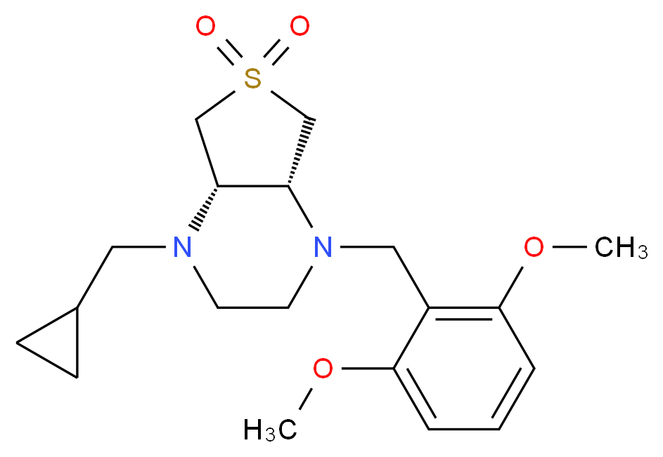 (4aR*,7aS*)-1-(cyclopropylmethyl)-4-(2,6-dimethoxybenzyl)octahydrothieno[3,4-b]pyrazine 6,6-dioxide_Molecular_structure_CAS_)