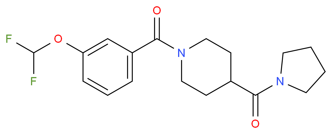 1-[3-(difluoromethoxy)benzoyl]-4-(1-pyrrolidinylcarbonyl)piperidine_Molecular_structure_CAS_)