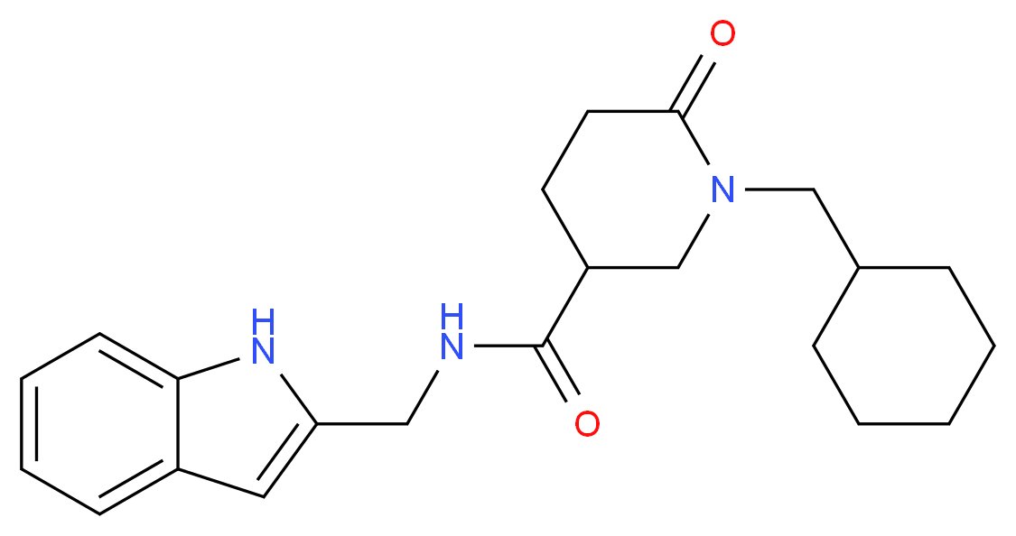 1-(cyclohexylmethyl)-N-(1H-indol-2-ylmethyl)-6-oxo-3-piperidinecarboxamide_Molecular_structure_CAS_)