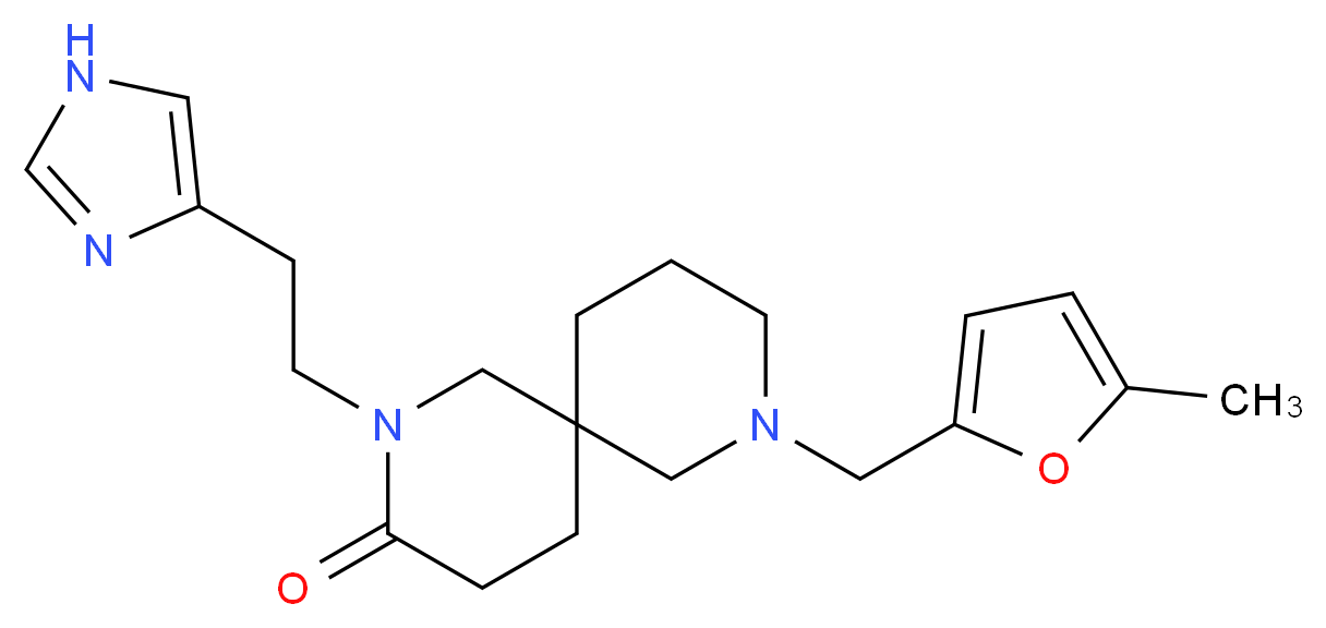 2-[2-(1H-imidazol-4-yl)ethyl]-8-[(5-methyl-2-furyl)methyl]-2,8-diazaspiro[5.5]undecan-3-one_Molecular_structure_CAS_)