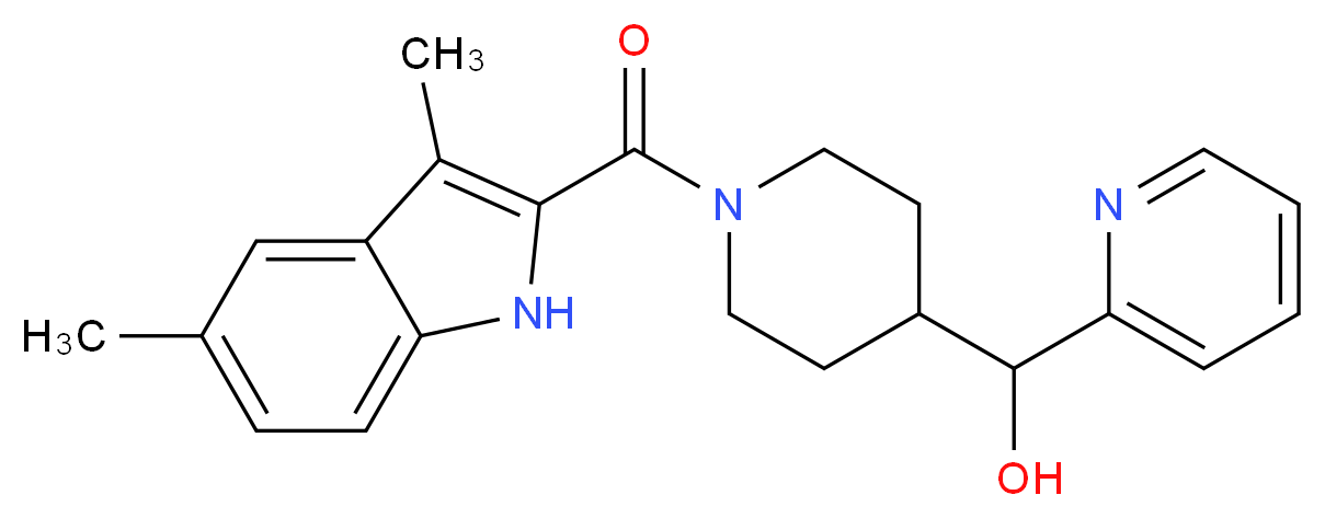 {1-[(3,5-dimethyl-1H-indol-2-yl)carbonyl]-4-piperidinyl}(2-pyridinyl)methanol_Molecular_structure_CAS_)