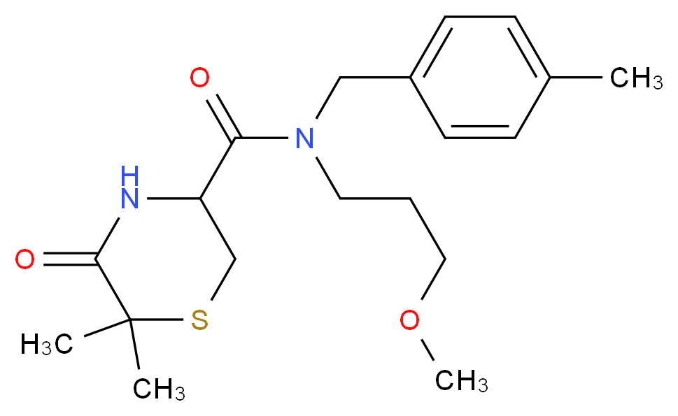N-(3-methoxypropyl)-6,6-dimethyl-N-(4-methylbenzyl)-5-oxothiomorpholine-3-carboxamide_Molecular_structure_CAS_)