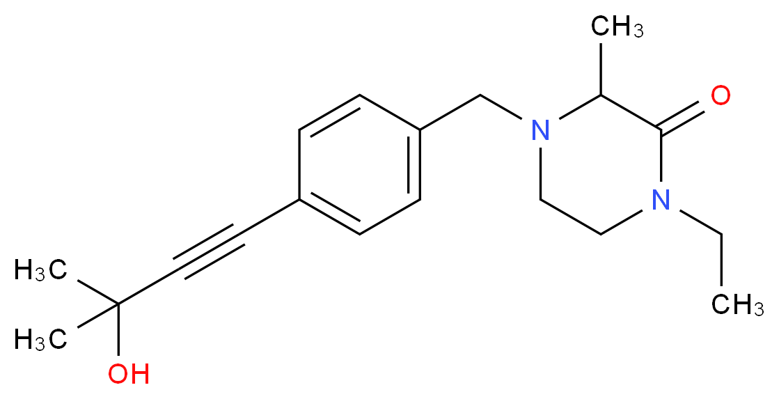 1-ethyl-4-[4-(3-hydroxy-3-methylbut-1-yn-1-yl)benzyl]-3-methylpiperazin-2-one_Molecular_structure_CAS_)