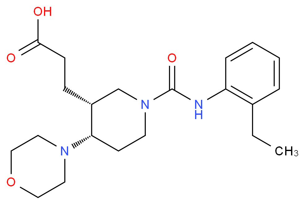 3-((3R*,4S*)-1-{[(2-ethylphenyl)amino]carbonyl}-4-morpholin-4-ylpiperidin-3-yl)propanoic acid_Molecular_structure_CAS_)