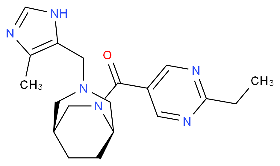 (1S*,5R*)-6-[(2-ethyl-5-pyrimidinyl)carbonyl]-3-[(4-methyl-1H-imidazol-5-yl)methyl]-3,6-diazabicyclo[3.2.2]nonane_Molecular_structure_CAS_)