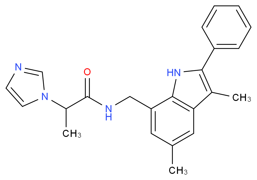 N-[(3,5-dimethyl-2-phenyl-1H-indol-7-yl)methyl]-2-(1H-imidazol-1-yl)propanamide_Molecular_structure_CAS_)