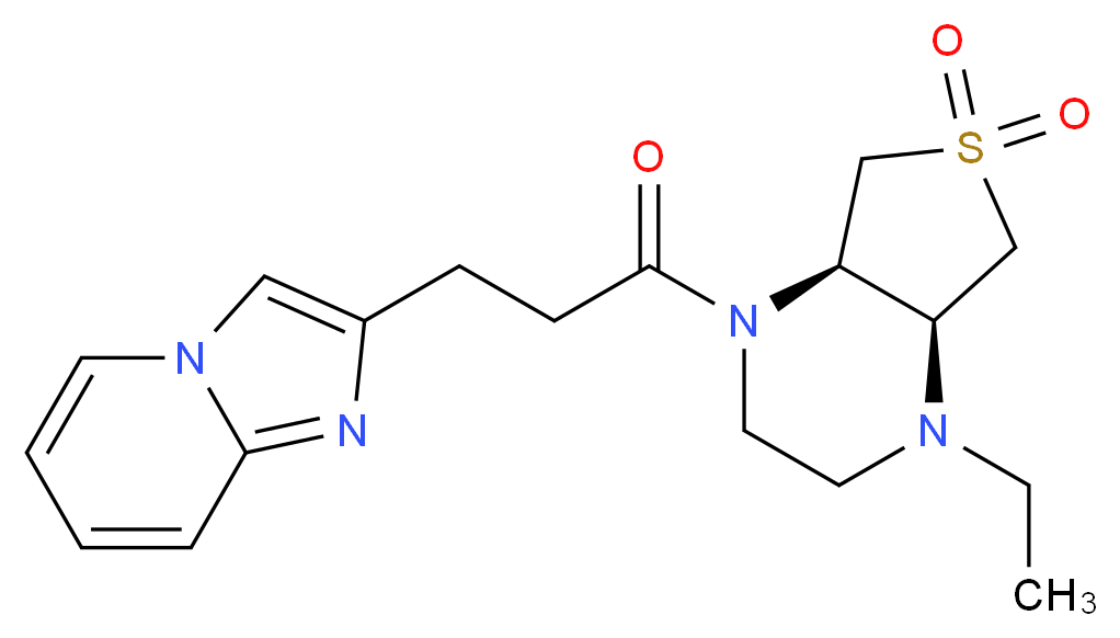 (4aR*,7aS*)-1-ethyl-4-(3-imidazo[1,2-a]pyridin-2-ylpropanoyl)octahydrothieno[3,4-b]pyrazine 6,6-dioxide_Molecular_structure_CAS_)