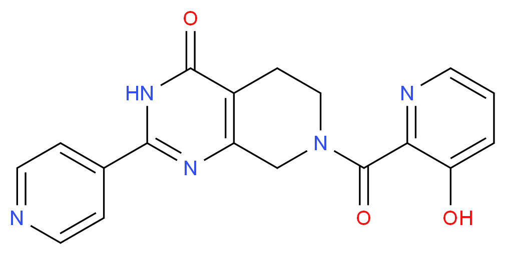 7-[(3-hydroxypyridin-2-yl)carbonyl]-2-pyridin-4-yl-5,6,7,8-tetrahydropyrido[3,4-d]pyrimidin-4(3H)-one_Molecular_structure_CAS_)