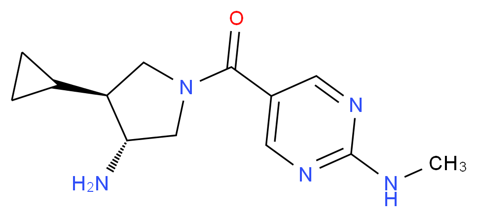 5-{[(3R*,4S*)-3-amino-4-cyclopropylpyrrolidin-1-yl]carbonyl}-N-methylpyrimidin-2-amine_Molecular_structure_CAS_)