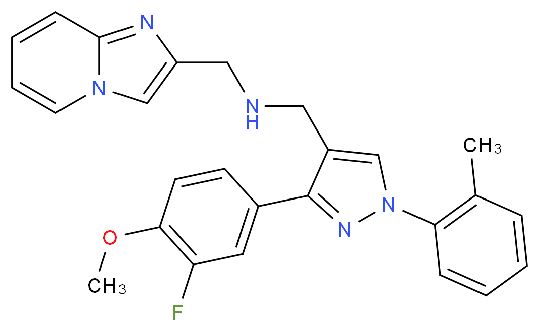 1-[3-(3-fluoro-4-methoxyphenyl)-1-(2-methylphenyl)-1H-pyrazol-4-yl]-N-(imidazo[1,2-a]pyridin-2-ylmethyl)methanamine_Molecular_structure_CAS_)