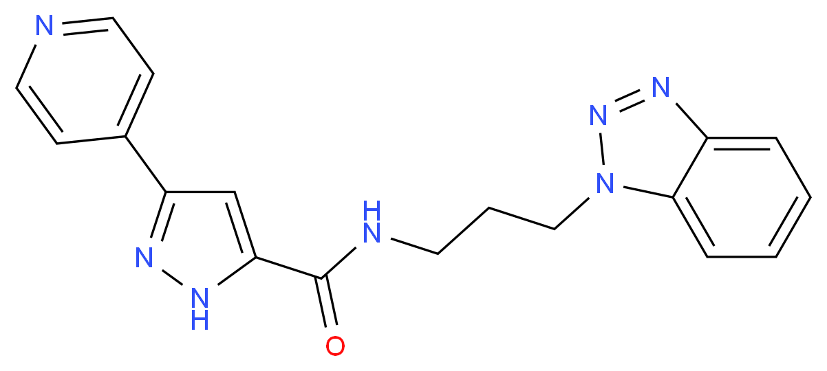 N-[3-(1H-1,2,3-benzotriazol-1-yl)propyl]-3-pyridin-4-yl-1H-pyrazole-5-carboxamide_Molecular_structure_CAS_)