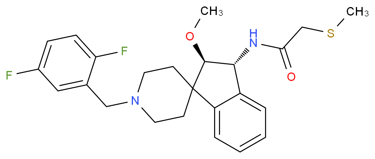 N-[(2R*,3R*)-1'-(2,5-difluorobenzyl)-2-methoxy-2,3-dihydrospiro[indene-1,4'-piperidin]-3-yl]-2-(methylthio)acetamide_Molecular_structure_CAS_)