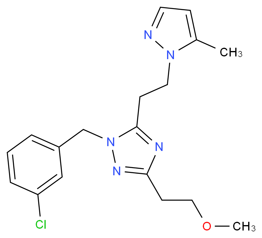 1-(3-chlorobenzyl)-3-(2-methoxyethyl)-5-[2-(5-methyl-1H-pyrazol-1-yl)ethyl]-1H-1,2,4-triazole_Molecular_structure_CAS_)