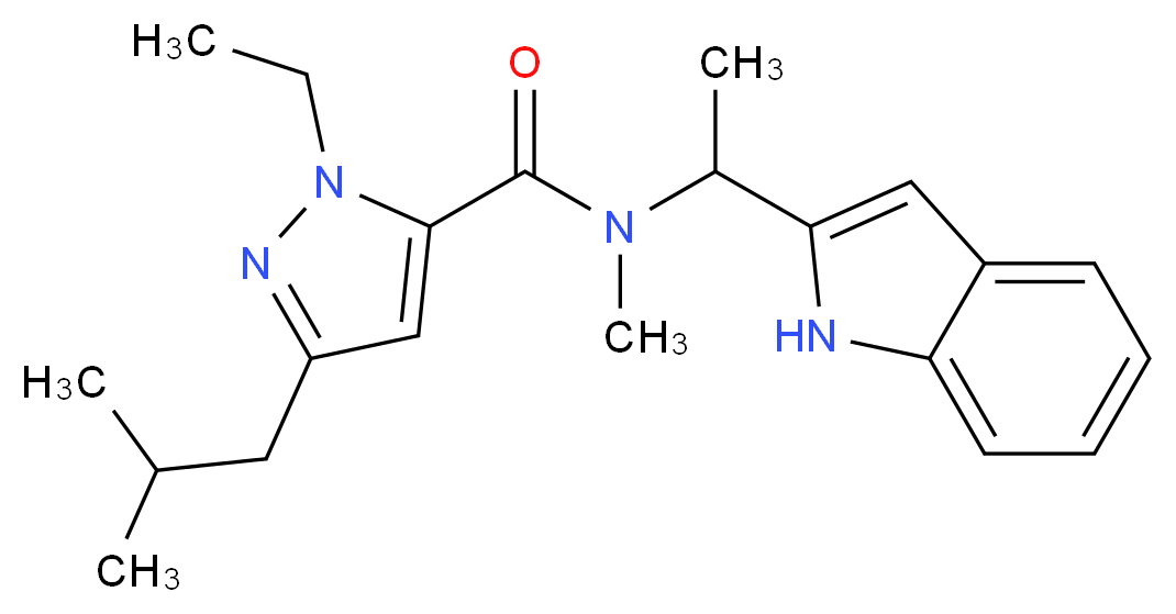 1-ethyl-N-[1-(1H-indol-2-yl)ethyl]-3-isobutyl-N-methyl-1H-pyrazole-5-carboxamide_Molecular_structure_CAS_)