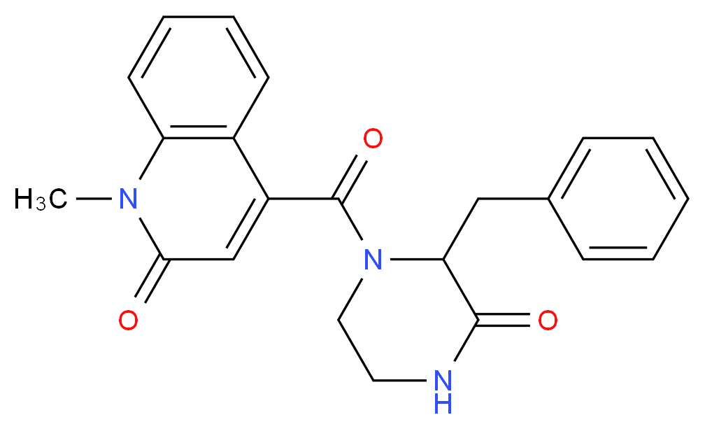 4-[(2-benzyl-3-oxopiperazin-1-yl)carbonyl]-1-methylquinolin-2(1H)-one_Molecular_structure_CAS_)