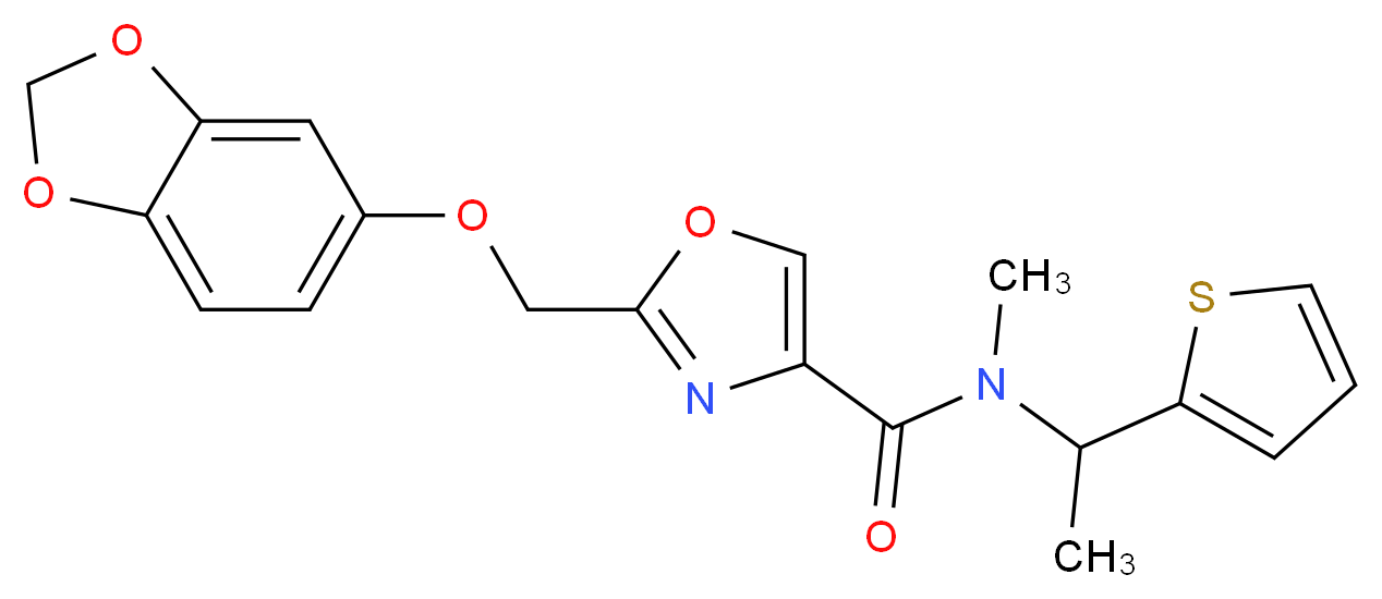 2-[(1,3-benzodioxol-5-yloxy)methyl]-N-methyl-N-[1-(2-thienyl)ethyl]-1,3-oxazole-4-carboxamide_Molecular_structure_CAS_)