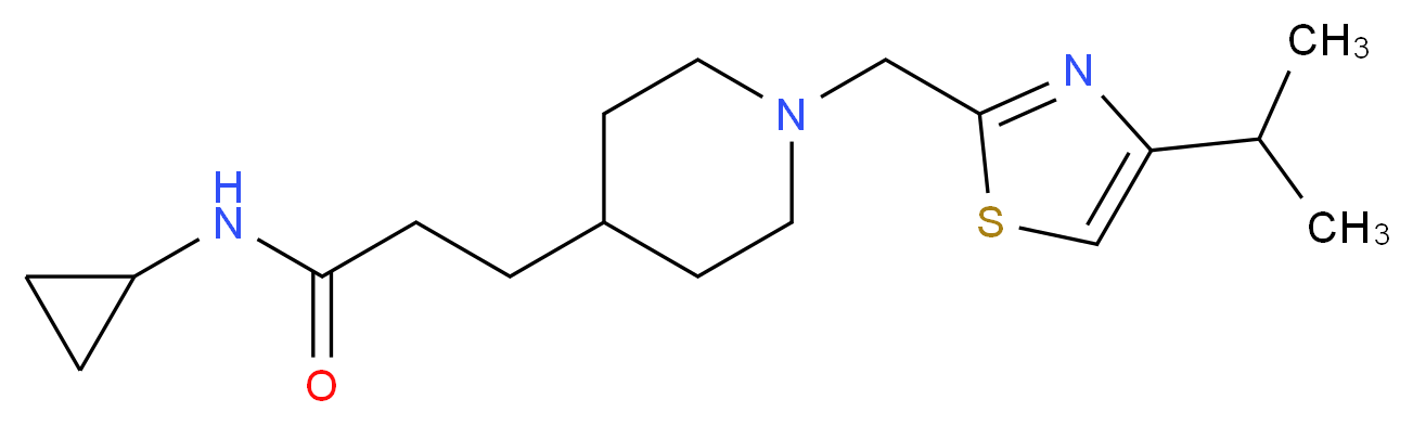 N-cyclopropyl-3-{1-[(4-isopropyl-1,3-thiazol-2-yl)methyl]-4-piperidinyl}propanamide_Molecular_structure_CAS_)