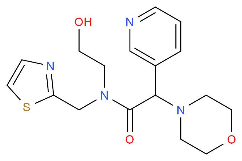 N-(2-hydroxyethyl)-2-morpholin-4-yl-2-pyridin-3-yl-N-(1,3-thiazol-2-ylmethyl)acetamide_Molecular_structure_CAS_)