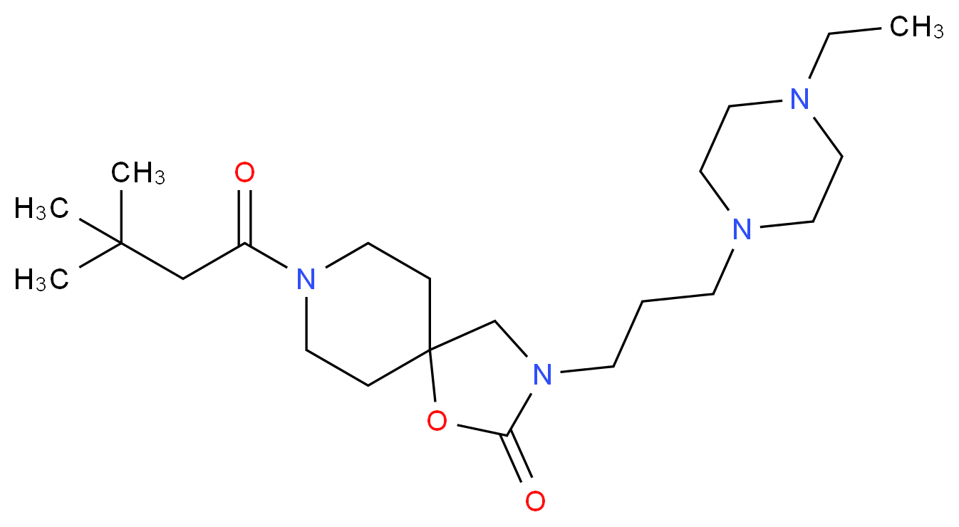 8-(3,3-dimethylbutanoyl)-3-[3-(4-ethylpiperazin-1-yl)propyl]-1-oxa-3,8-diazaspiro[4.5]decan-2-one_Molecular_structure_CAS_)