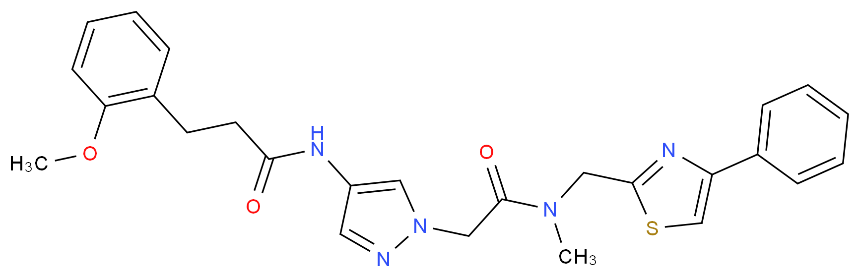 3-(2-methoxyphenyl)-N-[1-(2-{methyl[(4-phenyl-1,3-thiazol-2-yl)methyl]amino}-2-oxoethyl)-1H-pyrazol-4-yl]propanamide_Molecular_structure_CAS_)